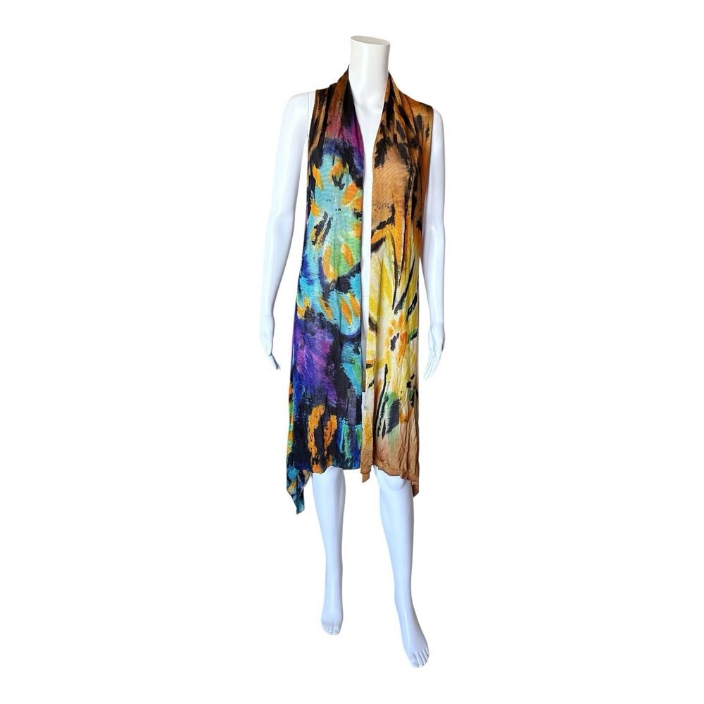 Dor Dor Couture Sleeveless Sheer Boho Open Front Duster Vest Size Small